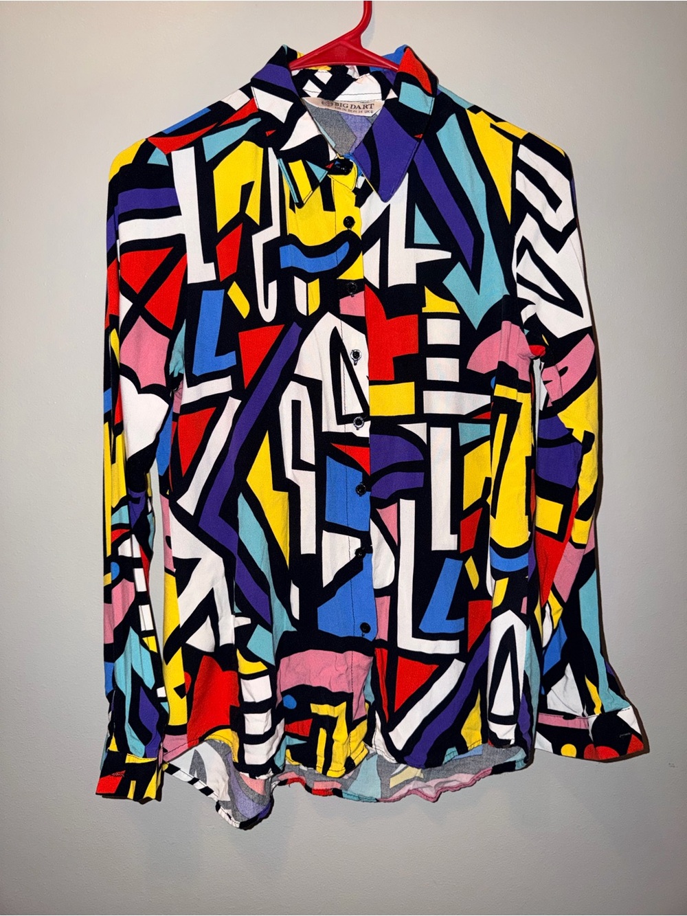 Big Dart retro abstract geometric print button down shirt EUR 36 eclectic